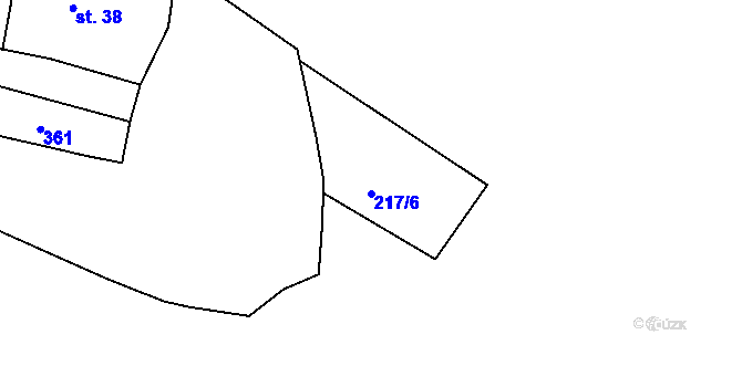 Parcela st. 217/6 v KÚ Licoměřice, Katastrální mapa