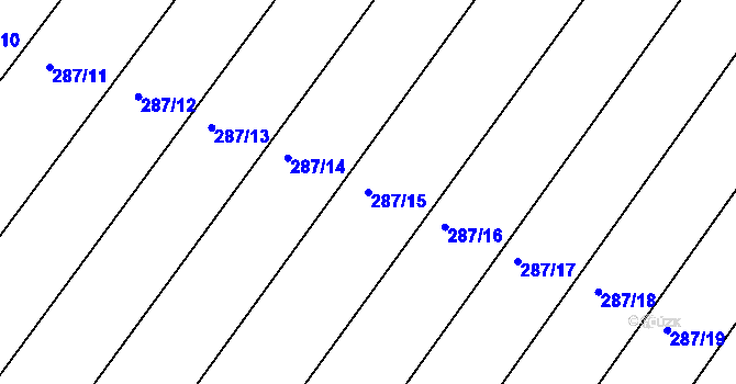 Parcela st. 287/15 v KÚ Licoměřice, Katastrální mapa