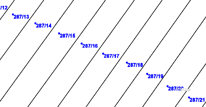 Parcela st. 287/17 v KÚ Licoměřice, Katastrální mapa