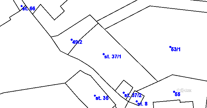 Parcela st. 37/1 v KÚ Licoměřice, Katastrální mapa