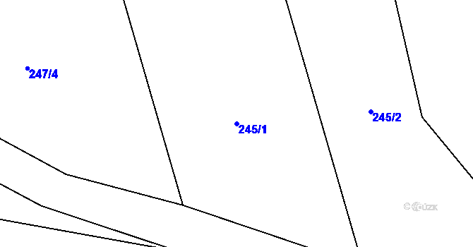 Parcela st. 245/1 v KÚ Licoměřice, Katastrální mapa