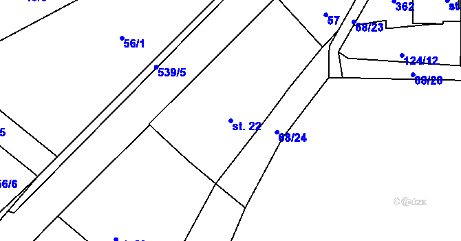 Parcela st. 22 v KÚ Lipovec, Katastrální mapa