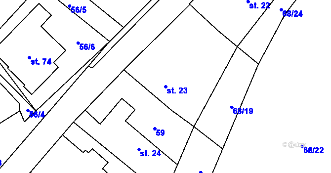 Parcela st. 23 v KÚ Lipovec, Katastrální mapa