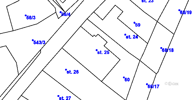 Parcela st. 25 v KÚ Lipovec, Katastrální mapa
