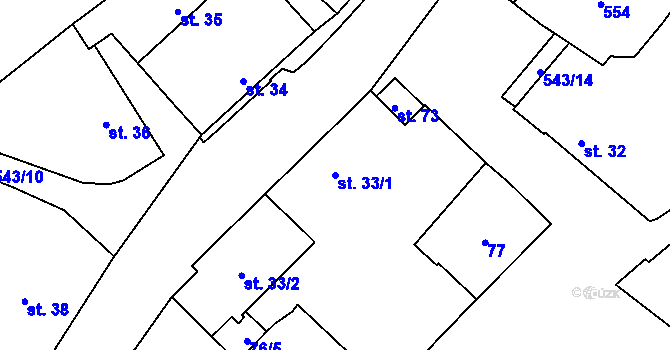 Parcela st. 33/1 v KÚ Lipovec, Katastrální mapa