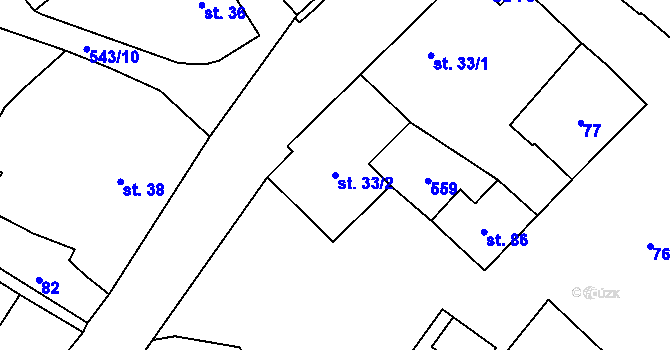 Parcela st. 33/2 v KÚ Lipovec, Katastrální mapa