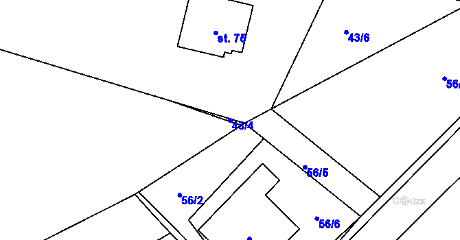 Parcela st. 43/4 v KÚ Lipovec, Katastrální mapa