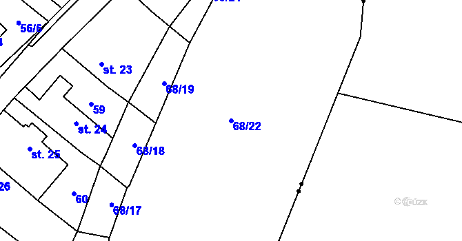 Parcela st. 68/22 v KÚ Lipovec, Katastrální mapa