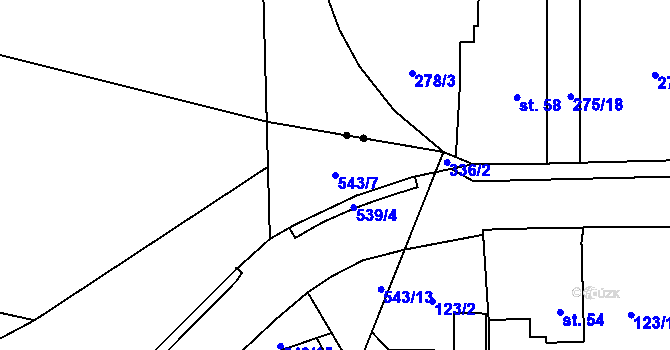 Parcela st. 543/7 v KÚ Lipovec, Katastrální mapa