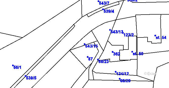 Parcela st. 543/15 v KÚ Lipovec, Katastrální mapa