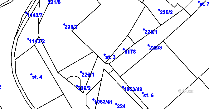 Parcela st. 3 v KÚ Lipovec u Blanska, Katastrální mapa