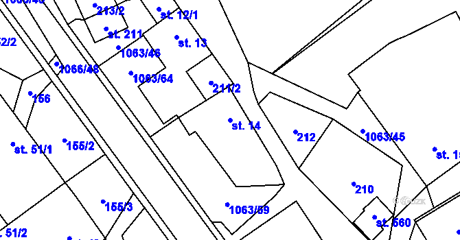 Parcela st. 14 v KÚ Lipovec u Blanska, Katastrální mapa