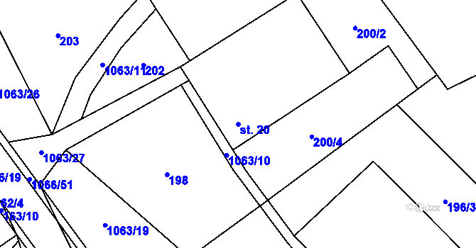 Parcela st. 20 v KÚ Lipovec u Blanska, Katastrální mapa