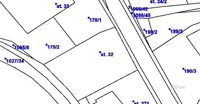 Parcela st. 32 v KÚ Lipovec u Blanska, Katastrální mapa