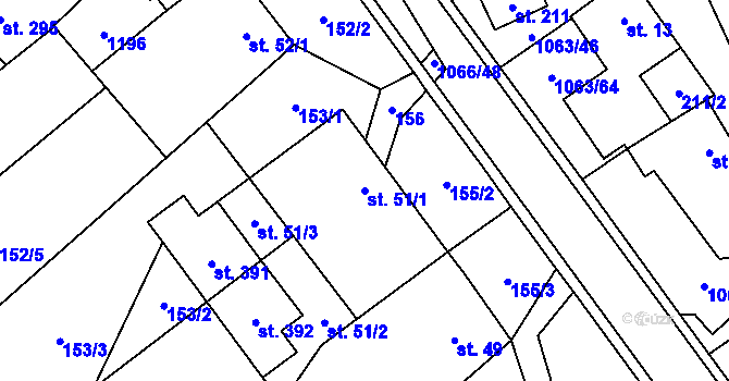 Parcela st. 51/1 v KÚ Lipovec u Blanska, Katastrální mapa