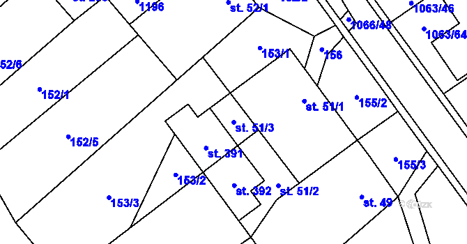 Parcela st. 51/3 v KÚ Lipovec u Blanska, Katastrální mapa