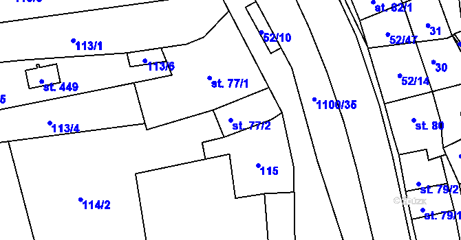 Parcela st. 77/2 v KÚ Lipovec u Blanska, Katastrální mapa