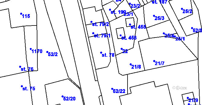 Parcela st. 78 v KÚ Lipovec u Blanska, Katastrální mapa