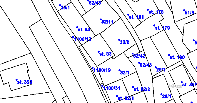 Parcela st. 83 v KÚ Lipovec u Blanska, Katastrální mapa