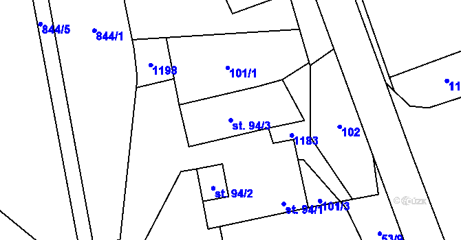 Parcela st. 94/3 v KÚ Lipovec u Blanska, Katastrální mapa