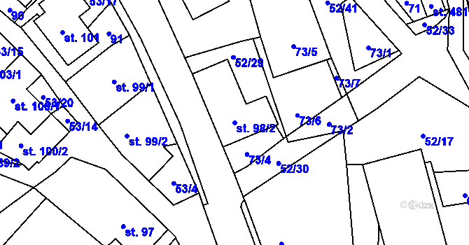 Parcela st. 98/2 v KÚ Lipovec u Blanska, Katastrální mapa