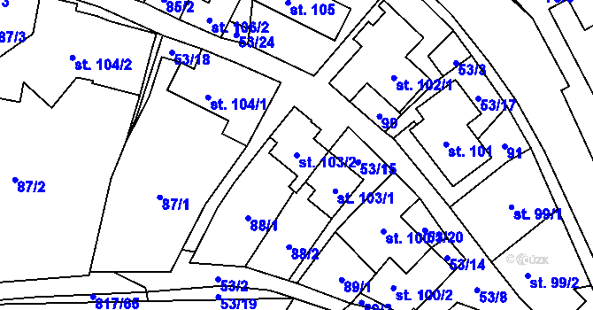 Parcela st. 103/2 v KÚ Lipovec u Blanska, Katastrální mapa