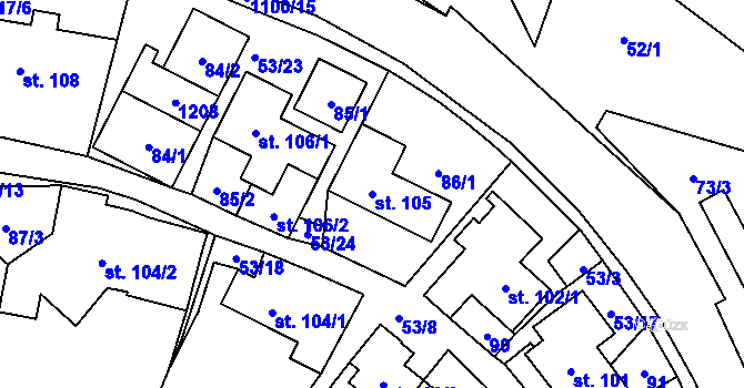 Parcela st. 105 v KÚ Lipovec u Blanska, Katastrální mapa