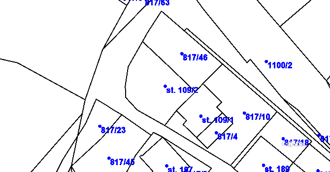Parcela st. 109/2 v KÚ Lipovec u Blanska, Katastrální mapa