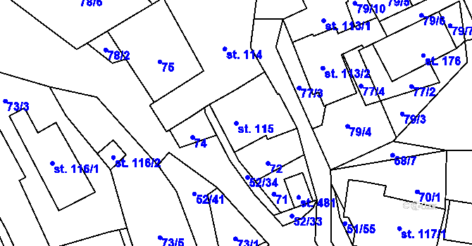 Parcela st. 115 v KÚ Lipovec u Blanska, Katastrální mapa