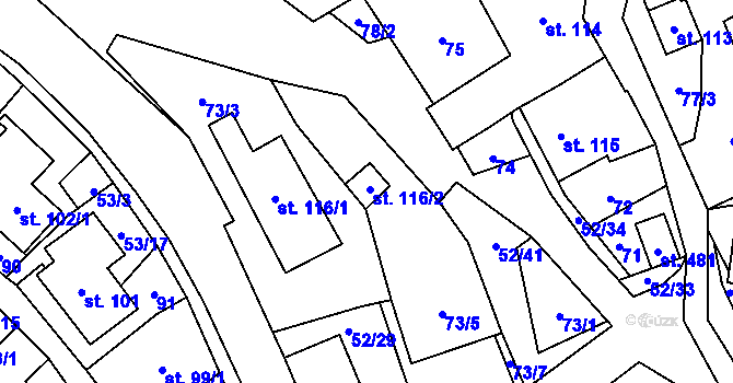 Parcela st. 116/2 v KÚ Lipovec u Blanska, Katastrální mapa