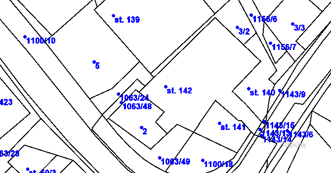 Parcela st. 142 v KÚ Lipovec u Blanska, Katastrální mapa