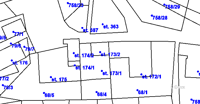 Parcela st. 173/2 v KÚ Lipovec u Blanska, Katastrální mapa