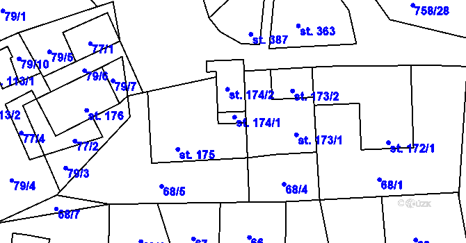 Parcela st. 174/1 v KÚ Lipovec u Blanska, Katastrální mapa