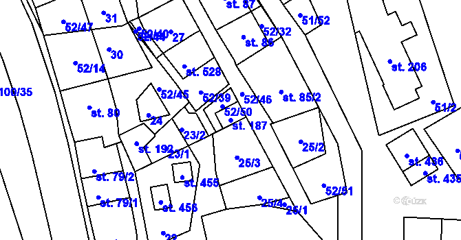 Parcela st. 187 v KÚ Lipovec u Blanska, Katastrální mapa