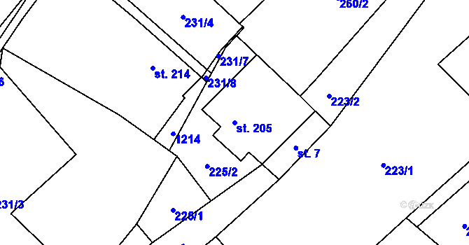 Parcela st. 205 v KÚ Lipovec u Blanska, Katastrální mapa