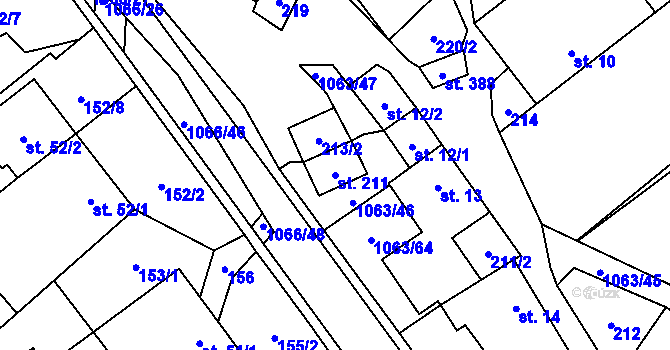 Parcela st. 211 v KÚ Lipovec u Blanska, Katastrální mapa