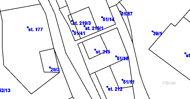 Parcela st. 215 v KÚ Lipovec u Blanska, Katastrální mapa