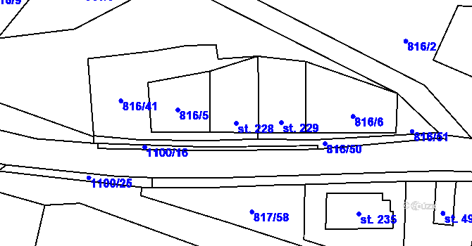Parcela st. 228 v KÚ Lipovec u Blanska, Katastrální mapa