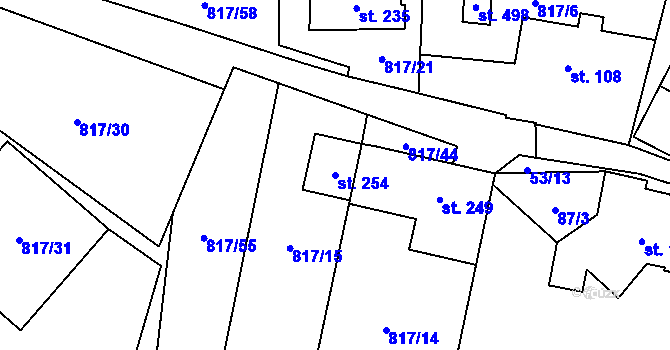 Parcela st. 254 v KÚ Lipovec u Blanska, Katastrální mapa