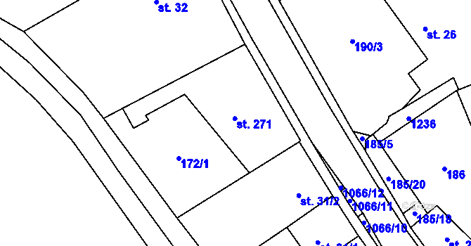 Parcela st. 271 v KÚ Lipovec u Blanska, Katastrální mapa
