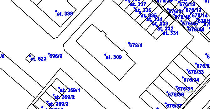 Parcela st. 309 v KÚ Lipovec u Blanska, Katastrální mapa