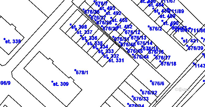 Parcela st. 332 v KÚ Lipovec u Blanska, Katastrální mapa