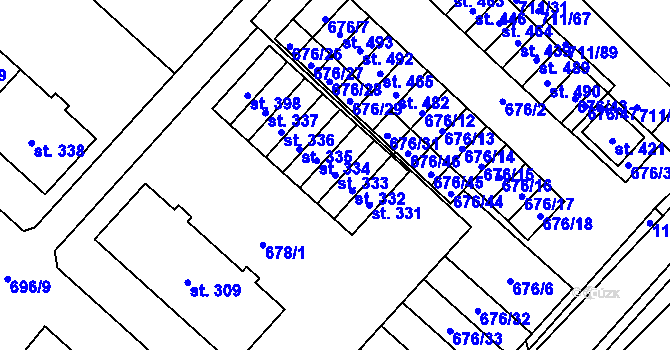 Parcela st. 333 v KÚ Lipovec u Blanska, Katastrální mapa