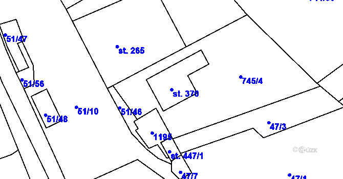 Parcela st. 370 v KÚ Lipovec u Blanska, Katastrální mapa