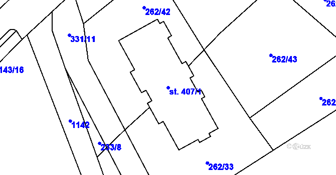 Parcela st. 407/1 v KÚ Lipovec u Blanska, Katastrální mapa