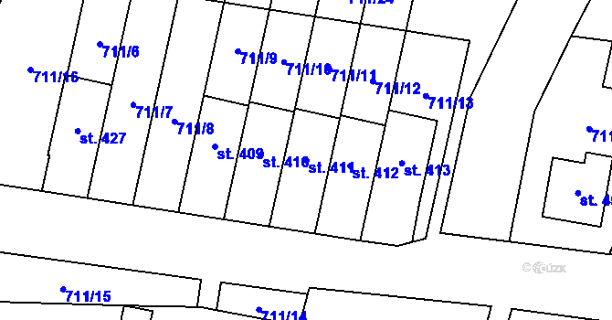 Parcela st. 411 v KÚ Lipovec u Blanska, Katastrální mapa