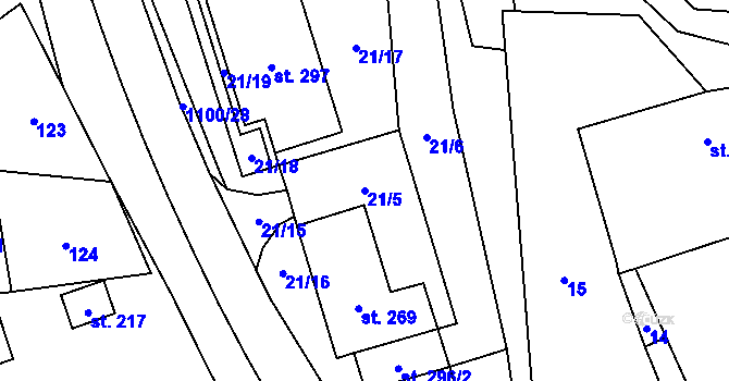 Parcela st. 21/5 v KÚ Lipovec u Blanska, Katastrální mapa