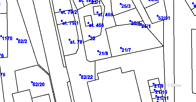 Parcela st. 21/8 v KÚ Lipovec u Blanska, Katastrální mapa