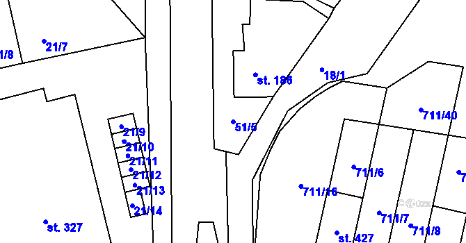Parcela st. 51/5 v KÚ Lipovec u Blanska, Katastrální mapa