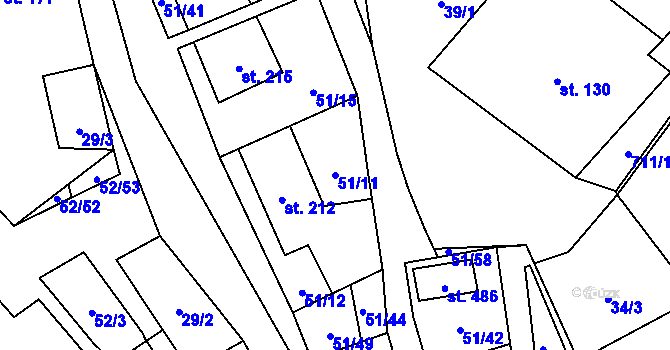 Parcela st. 51/11 v KÚ Lipovec u Blanska, Katastrální mapa